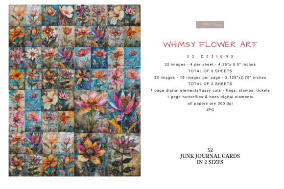 Download Whimsy Grunge Flower Art Journal Cards - Journal cards Collection