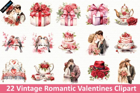Download Vintage Romantic Valentines Clipart - Romantic Collection
