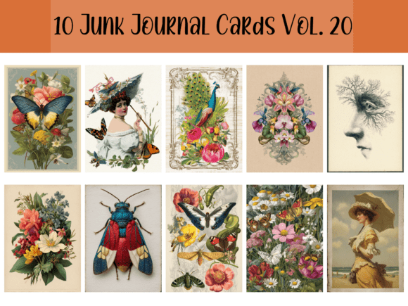 Download Vintage Junk Journal Cards Bundle - Journal cards Collection