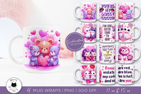 Download Cute Valentine Mug Designs | Animal PNG - Valentine mug designs Collection