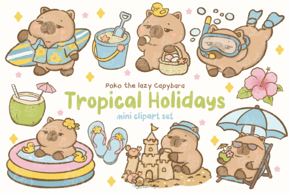 Download Tropical Holidays Capybara Clipart - Holidays Collection