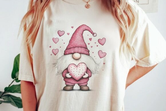 Download Sweet Pink Gnome Valentine Hearts Png - Gnome Collection