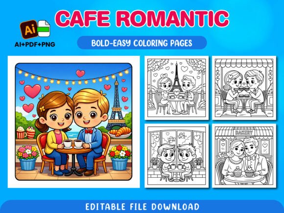 Download Paris Love Cafe Romantic Coloring Pages - Romantic Collection