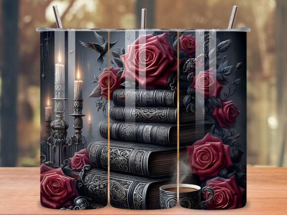 Download Gothic Romantic Book Scene Tumbler Wrap - Romantic Collection