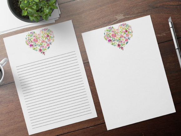 Download Watercolor Hearts Romantic Stationery - Romantic Collection